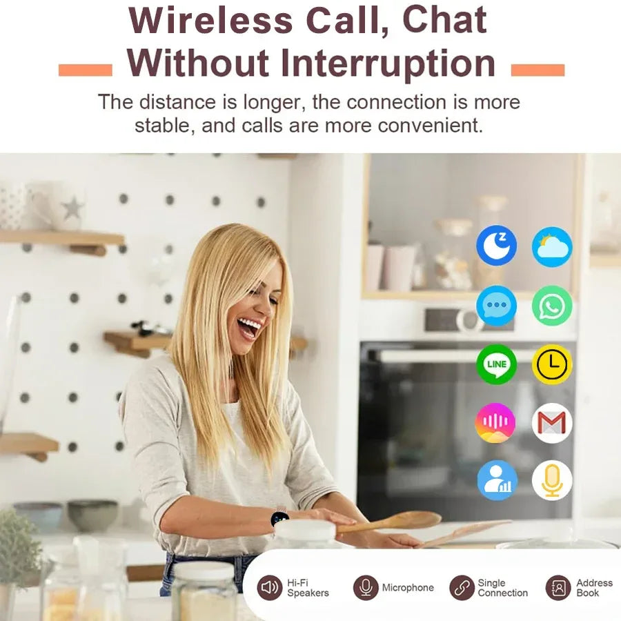 Smart watch for women, always-on display, IP67, fitness tracker with sleep monitoring/menstrual cycle, black gold - Vivid Mart