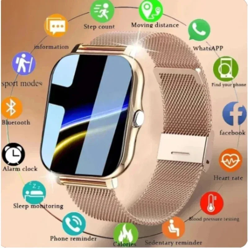 Smart watch for android phone.1.44 inch color screen full touch bluetooth call smart watch magnetic charging - Vivid Mart