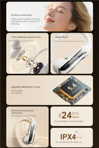 Ear Clip Earbuds Surround Sound Wireless Bluetooth 5.4 Headsets Noise Reduction Sports Gaming Headphones with HD Mic Earphones - Vivid Mart