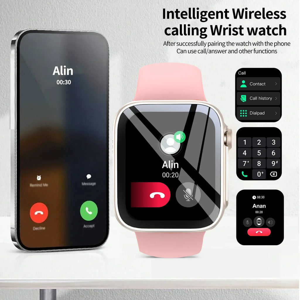 Smart Watch with1.68-Inch HD Display – Wireless Calling/Dialing, Alarm/Message Notifications, Fitness Tracking, Music Control. - Vivid Mart