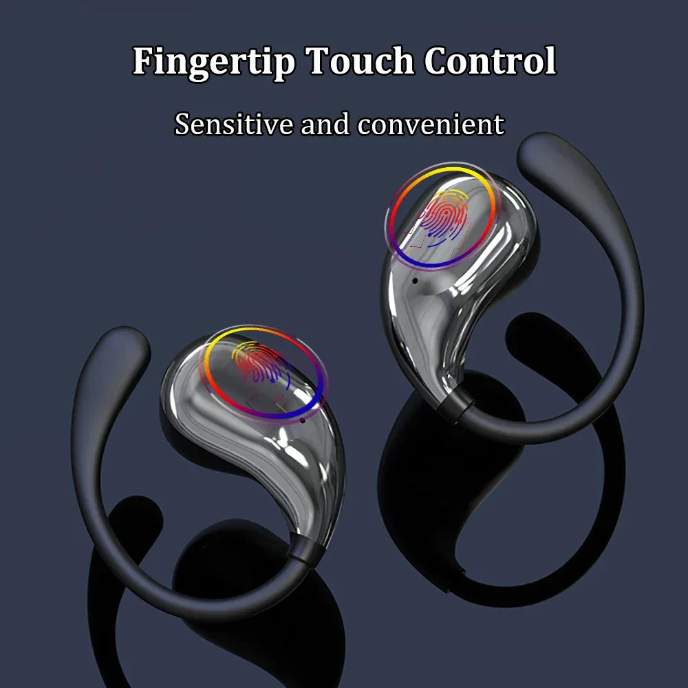 Bluetooth 5.4 Ear Hook Headphones TWS Wireless Earphones HiFi Stereo Waterproof Headsets LED Display Long Standby Touch Earbuds - Vivid Mart