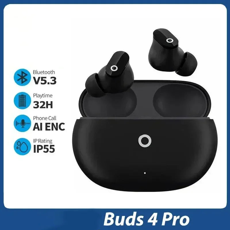 Buds 4 Pro Wireless Earbuds Bluetooth Earphones Noise Reduction Headphones HiFI Stereo Sound Built-in Mic Headset - Vivid Mart