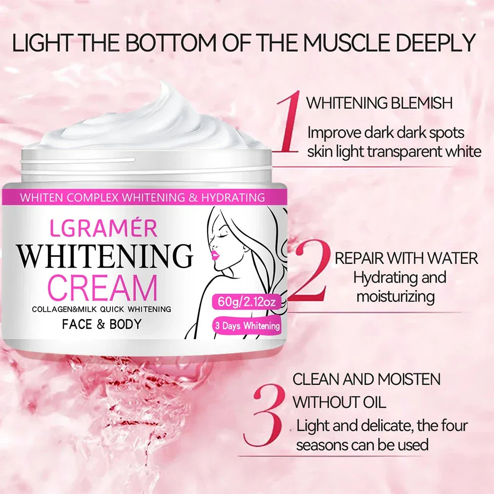 Whitening Face Cream Body Armpit Leg Knee Elbow Lighten Dark Spots Brighten Skin Tone Moisturizing Care Health Beauty Skin Care - Vivid Mart