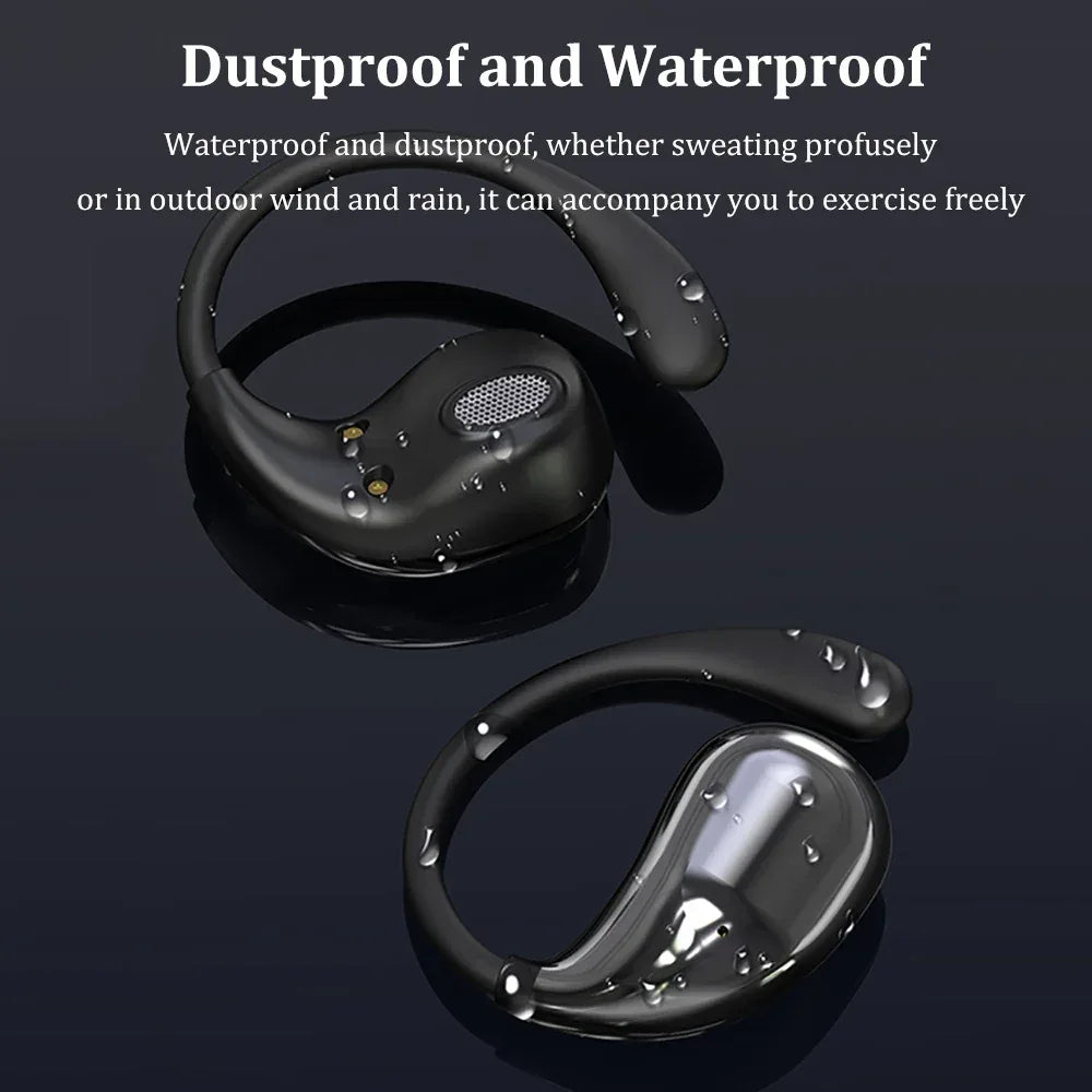 Bluetooth 5.4 Ear Hook Headphones TWS Wireless Earphones HiFi Stereo Waterproof Headsets LED Display Long Standby Touch Earbuds - Vivid Mart