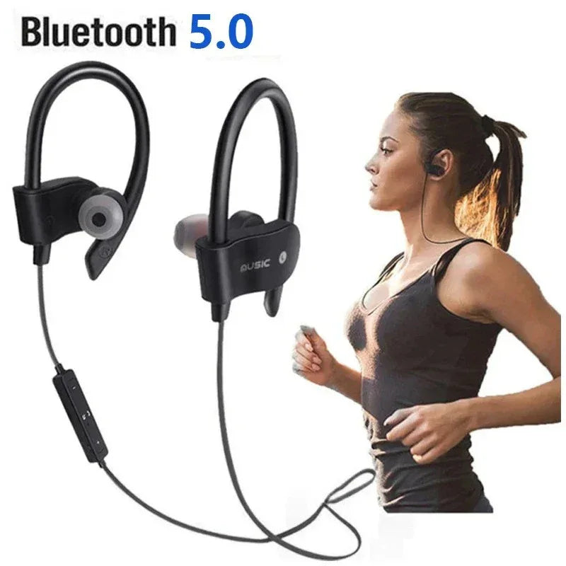 Wireless Headphones Earloop Ear Hook Earbuds Wireless Bluetooth Headset Handsfree Neckband With Mic Bluetooth Earphones - Vivid Mart