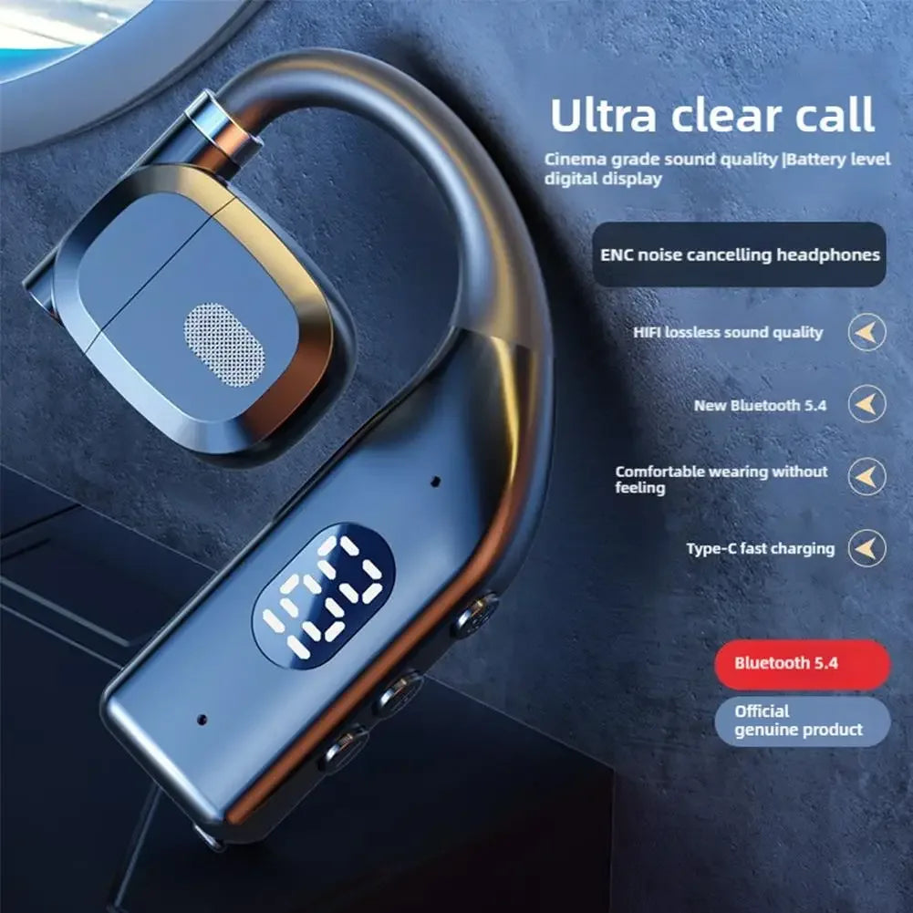 Earhooks Wireless Bluetooth 5.4 Headphones Gaming Sports Headset HiFi Stereo Noise Reduction Earbuds Earphone With Microphone - Vivid Mart