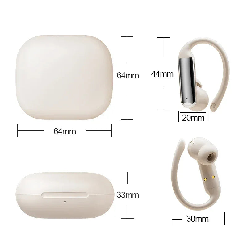 Ear Clip Earbuds Surround Sound Wireless Bluetooth 5.4 Headsets Noise Reduction Sports Gaming Headphones with HD Mic Earphones - Vivid Mart