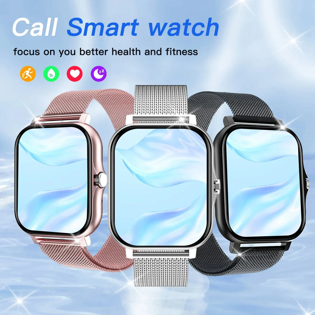 Smart Watch, Wireless Call/Dial, Multi-Sport Mode, Multiple APP Reminders, Suitable for Men and Women, Compatible with IPhone/An - Vivid Mart