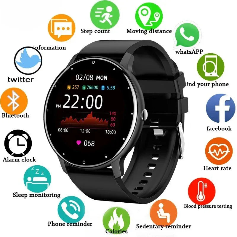 LIGE Smart Watch Women Men Full Touch Screen Bluetooth 5.2 Call Waterproof Watches Sports Fitness Tracker Factory IP67 ZL02 New - Vivid Mart