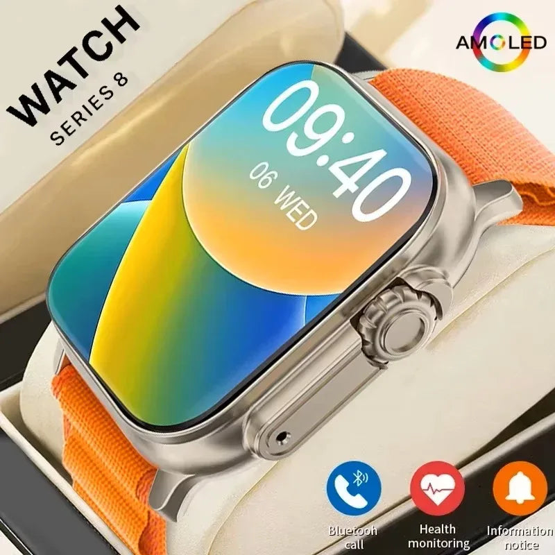 New Smartwatch Men 49mm Series 8 2.3"AMOLED Screen NFC Compass Waterproof For Apple Watch IWO Ultra 8 Smart Watches 2025 Android - Vivid Mart