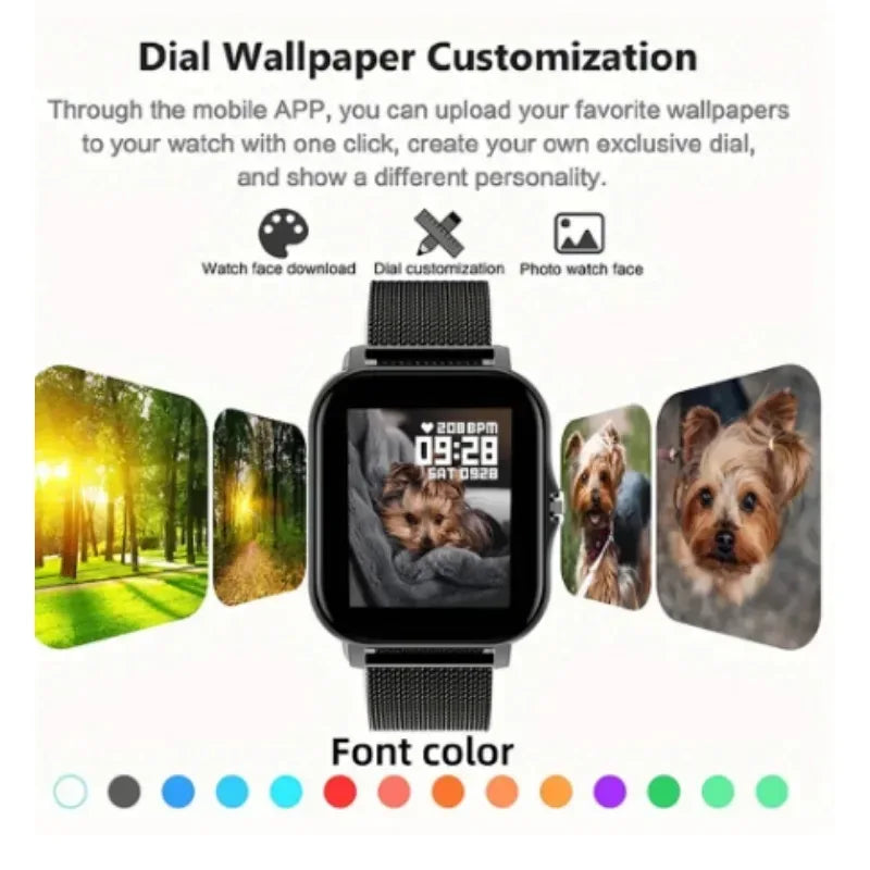 Smart watch for android phone.1.44 inch color screen full touch bluetooth call smart watch magnetic charging - Vivid Mart